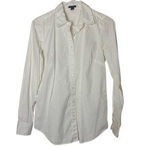 Ann Taylor White Button Down Shirt Womens Size 6 Classic Stretch Workwear